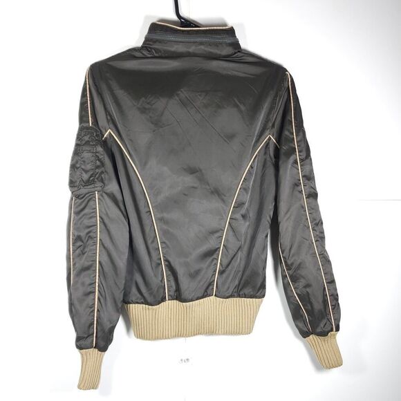 B By Burton Women's Nylon Size Small Brown Full Zip Hooded Bomber Jacket - Picture 9 of 11